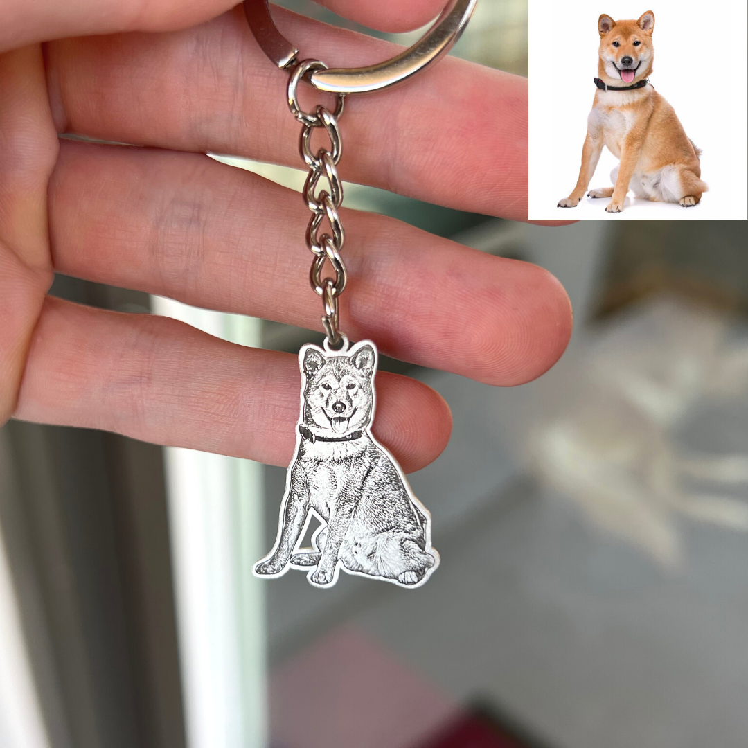 Griffon Keyring, Gold plated keychain, Key ring with a dog, Solid key pendant, 2024 Gift Box available