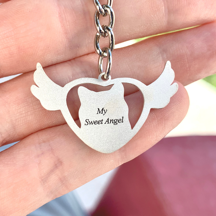 Personalized Angel Photo Keychain Custom Pet Gifts